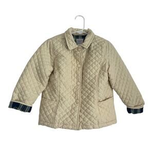 Talbots Kids Quilted Yellow with Plaid Lining Classic Barn Style Jacket, Size 3T